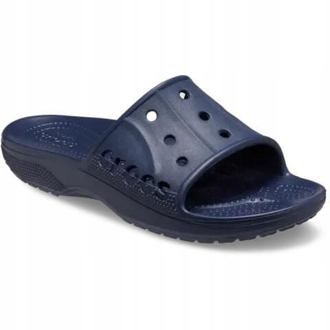 Klapki Dla Dorosłych Crocs Baya II Slide. Niebieskie klapki Crocs, bez wzorów, z materiału, bez obcasa, bez zapięcia. Za 99.99 zł.