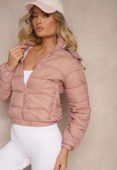 Ciemnoróżowa Kurtka z Odpinanym Kapturem Ozdobiona Pikowaniem Jolvesa. Czerwone kurtki Renee, l, bez wzorów, z jeansu, eleganckie. W wyprzedaży za 157.49 zł.