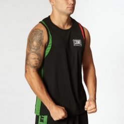 Tank top treningowy LEONE 1947 Italy Boxing. Czarne topy LEONE 1947, m, bez wzorów, sportowe, bez kołnierzyka, bez ramiączek. Za 83.99 zł.