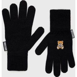 Moschino rękawiczki wełniane damskie kolor czarny. Czarne rękawiczki MOSCHINO, bez wzorów, z wełny. Za 499.99 zł.
