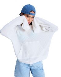 Bluza z kapturem dla Kobiety OCEAN DRIVE Biały. Białe bluzy Roxy, xl, bez wzorów, z dzianiny, bez ramiączek, z kapturem. Za 153.99 zł.