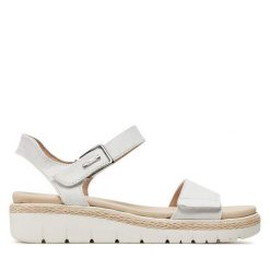 Sandały Tamaris. Białe sandały Tamaris, bez wzorów, bez obcasa, na płaskiej podeszwie, bez zapięcia. Za 239.99 zł.