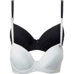 Biustonosz "push up" (2 szt.), bawełna organiczna bonprix czarny + biały. Czarne biustonosze bonprix, bez wzorów, z bawełny. Za 59.98 zł.