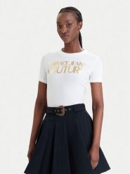 Versace Jeans Couture T-Shirt 80HAHT00 CJ03T Biały Slim Fit. Białe t-shirty Versace Jeans Couture, m, bez wzorów, z bawełny, bez kołnierzyka, bez ramiączek. Za 569.99 zł.