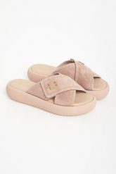 Klapki damskie zamszowe BALDININI. Klapki Baldinini, bez wzorów, z zamszu, bez obcasa, bez zapięcia. Za 1,679.00 zł.