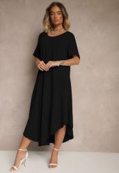 Czarna Sukienka z Bawełną o Rozkloszowanym Kroju Lilzedi. Czarne sukienki Renee, na co dzień, xl, bez wzorów, z bawełny, eleganckie, bez kołnierzyka, bez ramiączek, midi, rozkloszowane. W wyprzedaży za 63.99 zł.