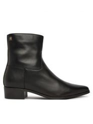 Tommy Hilfiger Botki Leather Ankle Boot W Zip FW0FW09921 Czarny. Czarne botki Tommy Hilfiger, bez wzorów, ze skóry, bez obcasa, na płaskiej podeszwie, bez zapięcia. Za 699.99 zł.