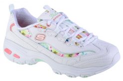 Buty sportowe Sneakersy damskie, Skechers D'Lites-Blooming Fields. Białe buty treningowe Skechers, bez wzorów, z materiału, przed kostkę, bez zapięcia, trekkingowe. Za 299.00 zł.