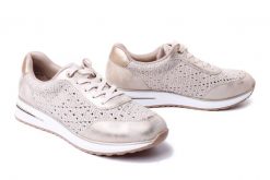 RIEKER REMONTE D1G04-60 beige combination, półbuty damskie. Brązowe półbuty wsuwane Rieker Remonte, bez wzorów, bez obcasa. Za 369.90 zł.