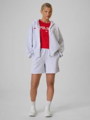 4F Spodenki dresowe damskie - szare XS. Szare szorty 4f, bez wzorów, z dresówki, sportowe. Za 129.99 zł.