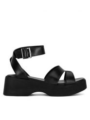 Lasocki Sandały WI23-NAGINA-05 Czarny. Czarne sandały Lasocki, bez wzorów, ze skóry, bez obcasa, na koturnie, bez zapięcia. Za 159.99 zł.