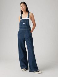 Levi's Ogrodniczki dżinsowe w kolorze granatowym rozmiar: M. Niebieskie kombinezony Levi's, m, bez wzorów, z bawełny, bez kołnierzyka, bez ramiączek. Za 279.96 zł.