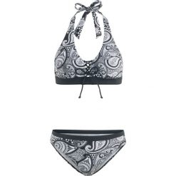 Bikini z ramiączkami wiązanymi na szyi (2 części) bonprix czarno-biały. Bikini marki 4f. Za 74.99 zł.