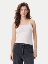 Calvin Klein Jeans Top Monologo J20J223105 Różowy Slim Fit. Czerwone topy Calvin Klein Jeans, s, bez wzorów, z bawełny, bez kołnierzyka, bez ramiączek. Za 79.99 zł.