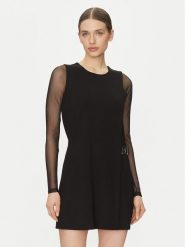 DKNY Sukienka koktajlowa DD4JBD29 Czarny Regular Fit. Czarne sukienki DKNY, bez wzorów, z syntetyku, wizytowe, bez kołnierzyka, bez ramiączek. Za 409.99 zł.