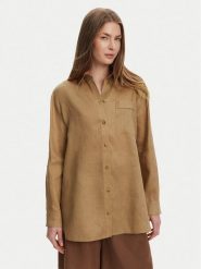 Max Mara Koszula Noel 2516111018 Brązowy Regular Fit. Brązowe koszule Max Mara, bez wzorów, ze lnu, bez kołnierzyka, bez ramiączek. Za 1,069.00 zł.