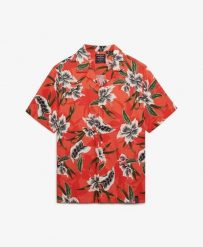 Superdry Koszula z krótkim rękawem w hawajski wzór Hibiscus Red. Czerwone koszule Superdry, s, bez wzorów, z bawełny, klasyczne, bez kołnierzyka, bez ramiączek. Za 229.00 zł.