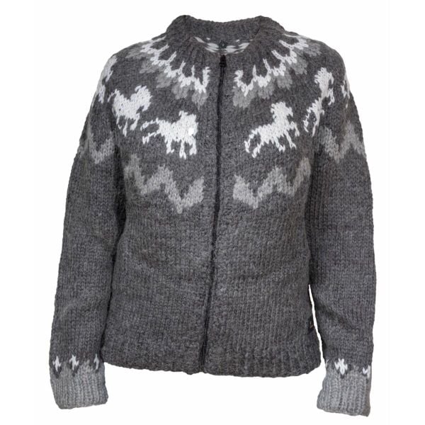 Damski sweter z wełny Karlslund Tölta. Szare swetry KARLSLUND, na zimę, bez wzorów, z wełny, eleganckie, bez ramiączek. Za 789.50 zł.