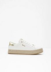 Sneakersy Tamaris z podeszwą w optyce plecionki. Białe buty sportowe lifestyle bonprix, bez wzorów, sportowe, bez zapięcia. Za 269.99 zł.