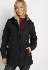 Czarna Kurtka Parka z Kapturem z Ozdobną Wyściółką Tiolara. Czarne płaszcze Born2be, l, bez wzorów, z jeansu, sportowe, z kapturem. Za 169.99 zł.