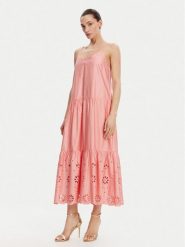 Fracomina Sukienka letnia FJ25SD3001W400E5 Koralowy Relaxed Fit. Pomarańczowe sukienki Fracomina, xl, bez wzorów, z bawełny, bez kołnierzyka, bez ramiączek. Za 529.99 zł.
