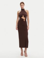 BARDOT Sukienka wieczorowa 59824DB Brązowy Slim Fit. Brązowe sukienki Bardot, xl, bez wzorów, z syntetyku, wizytowe, bez kołnierzyka, bez ramiączek. Za 339.99 zł.