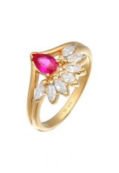 Elli Damski glamour owalny z syntetycznym rubinem i cyrkoniami w pozłacanym srebrze próby 925 Sterling Silver Pierścionki 1 ct. Szare pierścionki Elli, z cyrkonią, pozłacane. Za 293.99 zł.