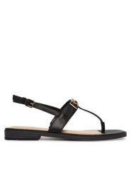 Guess Sandały FLJRMY LEA03 Czarny. Czarne sandały Guess, z aplikacjami, ze skóry, bez obcasa, na płaskiej podeszwie, bez zapięcia. Za 519.99 zł.