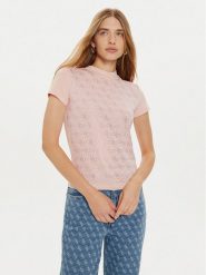 Guess T-Shirt W4BI26 J1314 Różowy Slim Fit. Czerwone t-shirty Guess, m, z aplikacjami, z bawełny, bez kołnierzyka, bez ramiączek. Za 159.00 zł.