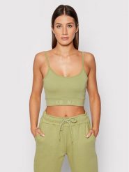 NA-KD Top Logo 1044-000157-4083-003 Zielony Slim Fit. Zielone topy NA-KD, l, bez wzorów, z wiskozy, bez kołnierzyka, bez ramiączek. Za 89.99 zł.