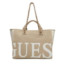 Torebka Guess. Brązowe shopper bag Guess, z aplikacjami, bez dodatków. Za 399.99 zł.