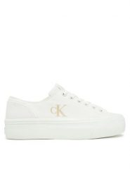 Calvin Klein Jeans Tenisówki Vulc Flatform Low Cv Mg YW0YW01763 Biały. Białe trampki Calvin Klein Jeans, bez wzorów, z jeansu, bez zapięcia. Za 209.99 zł.