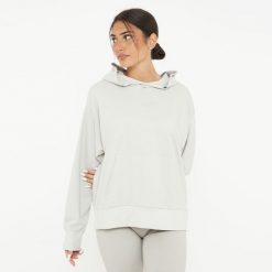 Unisex bluza z kapturem F BOXY jasnoszara. Szare bluzy LEGEA, l, bez wzorów, z bawełny, bez ramiączek, z kapturem. Za 96.00 zł.