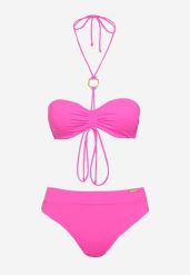 Fuksjowe Bikini Biustonosz z Regulowanymi Ramiączkami i Sznurkiem Majtki Typu Figi Quibbia. Czerwone bikini Born2be, z aplikacjami, eleganckie. Za 109.99 zł.