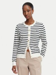Tommy Hilfiger Kardigan Cable Fine WW0WW42370 Biały Regular Fit. Białe swetry Tommy Hilfiger, s, bez wzorów, z bawełny, bez ramiączek. Za 489.99 zł.