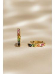 ATELIER DU DIAMANT Złote kolczyki-kreole "Colorful Love" z szafirami rozmiar: onesize. Żółte kolczyki ATELIER DU DIAMANT, z szafirem, złote. Za 1,130.99 zł.