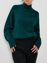 Sweter ze stójką - zielony. Zielone swetry Sinsay, l, bez wzorów, bez ramiączek. Za 59.99 zł.