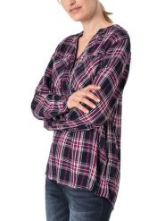 Timezone Bluzka w kolorze granatowo-różowo-białym rozmiar: L. Białe bluzki Timezone, l, bez wzorów, z wiskozy, bez kołnierzyka, bez ramiączek. Za 69.58 zł.