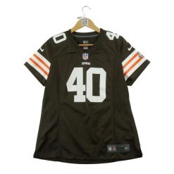 Second life - Koszulka damska NFL Cleveland Browns Nike - Jak nowy. Brązowe t-shirty sportowe Nike, l, bez wzorów, bez ramiączek, do piłki nożnej. Za 149.06 zł.