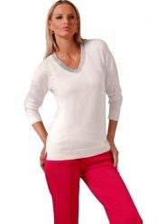 Heine Sweter w kolorze kremowym rozmiar: 48. Brązowe swetry Heine, bez wzorów, bez ramiączek. Za 78.84 zł.
