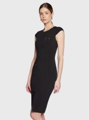 Elisabetta Franchi Sukienka koktajlowa AB-361-31E2-V390 Czarny Slim Fit. Czarne sukienki Elisabetta Franchi, bez wzorów, z syntetyku, wizytowe, bez kołnierzyka, bez ramiączek. Za 1,949.00 zł.