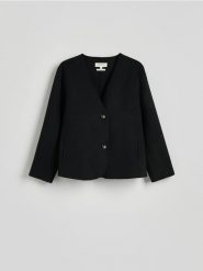 Kurtka z wełną - czarny. Czarne kurtki Reserved, l, bez wzorów, z tkaniny, bez kaptura. Za 359.99 zł.