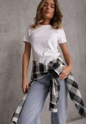 Biały T-shirt z Bawełny z Okrągłym Dekoltem Nedima. Białe t-shirty Renee, s, bez wzorów, z bawełny, klasyczne, bez kołnierzyka, bez ramiączek. Za 39.99 zł.