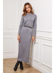 Joséfine Sukienka dzianinowa "Analog" w kolorze szarym rozmiar: L. Szare sukienki Joséfine, l, bez wzorów, z dzianiny, bez kołnierzyka, bez ramiączek, maxi. Za 130.99 zł.