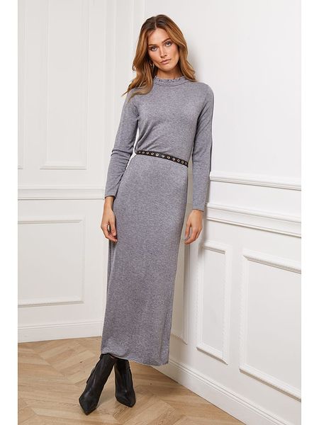 Joséfine Sukienka dzianinowa "Analog" w kolorze szarym rozmiar: L. Szare sukienki Joséfine, l, bez wzorów, z dzianiny, bez kołnierzyka, bez ramiączek, maxi. Za 130.99 zł.