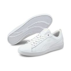 Damskie buty sportowe Smash v2 Leather PUMA. Białe buty treningowe Puma, bez wzorów, z gumy, bez zapięcia, tenisowe. Za 283.60 zł.