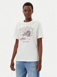 Tommy Jeans T-Shirt Tonal Tropics DW0DW21343 Écru Relaxed Fit. T-shirty Tommy Jeans, m, bez wzorów, z bawełny, bez kołnierzyka, bez ramiączek. Za 129.99 zł.