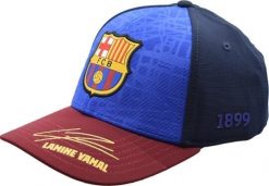 Czapka z daszkiem FC Barcelona z podpisem Lamine Yamal. Czerwone czapki z daszkiem FC Barcelona, bez wzorów, z materiału, klasyczne. Za 109.00 zł.