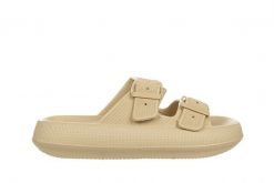 Klapki Laura Vita Nuon 08 Beige 202015, Beżowy, Tworzywo - 37-38. Brązowe klapki LAURA VITA, bez wzorów, z materiału, eleganckie, bez obcasa, bez zapięcia. W wyprzedaży za 89.10 zł.