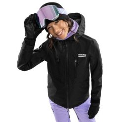 Kurtka snowboardowa damska W5-W Nix. Czarne kurtki narciarskie SIROKO, l, bez wzorów, z hardshellu, bez kaptura, snowboardowy. Za 768.00 zł.